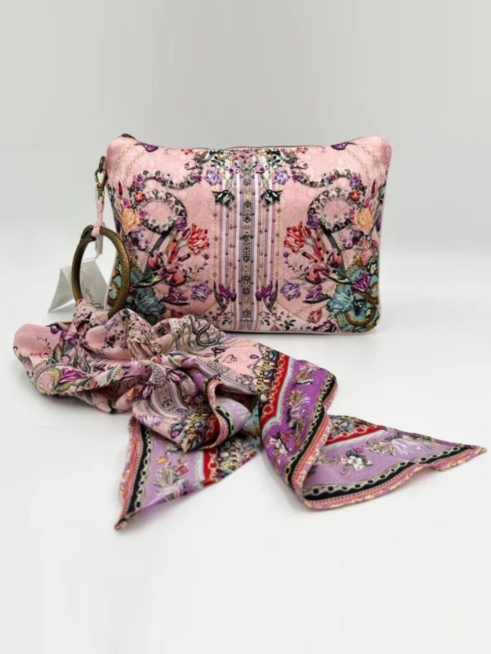 Camilla Pink Mad As A Snake Silk Ring Scarf Clutch Bag Purse BNWT